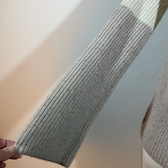 Ann Taylor 100% Cashmere Colorblock Cowl Neck Sweater Cream Taupe XS - Picture 7 of 13